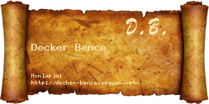 Decker Bence névjegykártya